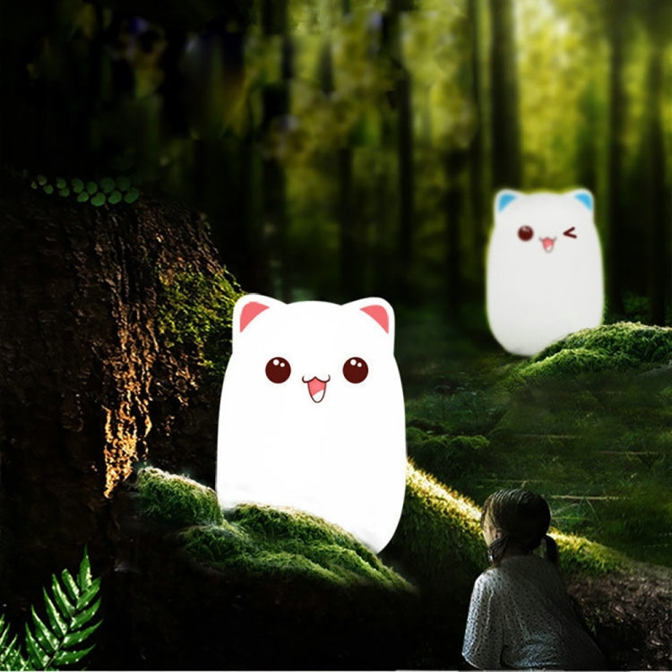 Color Change Cat Shape USB Rechargeable LED Silicone Soft Nightlight (Pink) by YWXLight