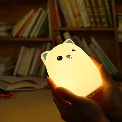 Color Change Cat Shape USB Rechargeable LED Silicone Soft Nightlight (Pink) by YWXLight