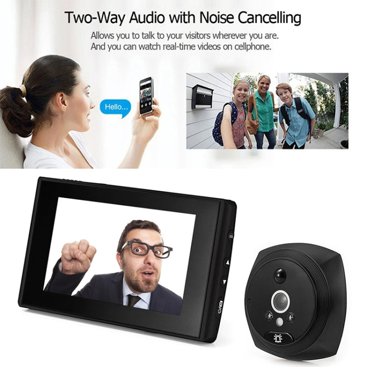 N7 4.5 inch Screen 1080P HD Night Vision Motion Detection Smart Cat Eye Video Doorbell (Black) by buy2fix