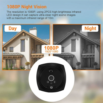 N7 4.5 inch Screen 1080P HD Night Vision Motion Detection Smart Cat Eye Video Doorbell (Black) by buy2fix