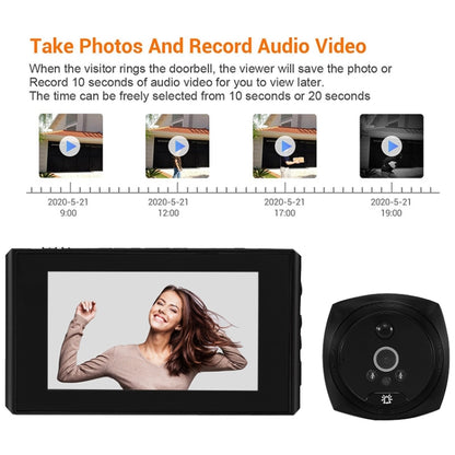 N7 4.5 inch Screen 1080P HD Night Vision Motion Detection Smart Cat Eye Video Doorbell (Black) by buy2fix