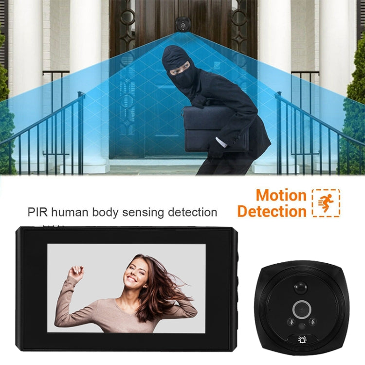 N7 4.5 inch Screen 1080P HD Night Vision Motion Detection Smart Cat Eye Video Doorbell (Black) by buy2fix