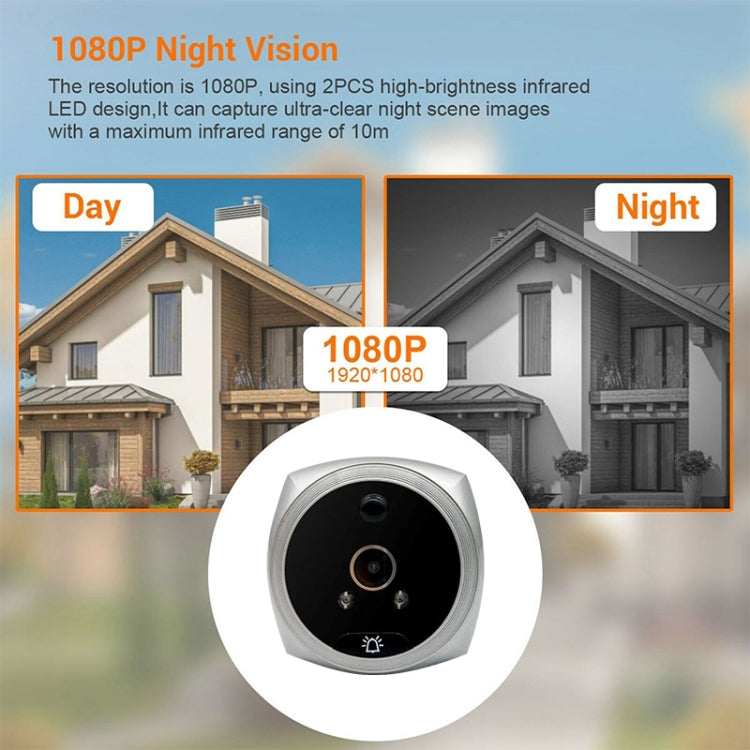 N7 4.5 inch Screen 1080P HD Night Vision Motion Detection Smart Cat Eye Video Doorbell (White) by buy2fix