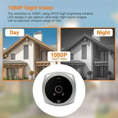 N7 4.5 inch Screen 1080P HD Night Vision Motion Detection Smart Cat Eye Video Doorbell (White) by buy2fix