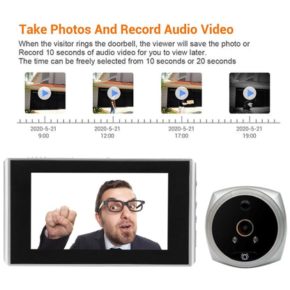 N7 4.5 inch Screen 1080P HD Night Vision Motion Detection Smart Cat Eye Video Doorbell (White) by buy2fix