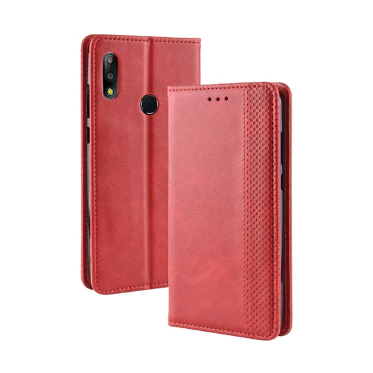 Magnetic Buckle Retro Texture Horizontal Flip Leather Case for Asus Zenfone Max Plus (M2) ZB634KL / Zenfone Max Shot ZB634KL, with Holder & Card Slots & Wallet (Red) - ASUS Cases by buy2fix | Online Shopping UK | buy2fix