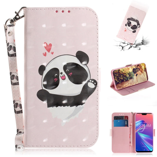 3D Colored Drawing Heart Panda Pattern Horizontal Flip Leather Case for Asus Zenfone Max Pro (M2) ZB631KL, with Holder & Card Slots & Wallet - ASUS Cases by buy2fix | Online Shopping UK | buy2fix