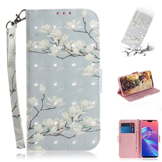 3D Colored Drawing Magnolia Pattern Horizontal Flip Leather Case for Asus Zenfone Max Pro (M2) ZB631KL, with Holder & Card Slots & Wallet - ASUS Cases by buy2fix | Online Shopping UK | buy2fix