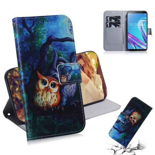 Oil Painting Owl Pattern Coloured Drawing Horizontal Flip Leather Case for Asus Zenfone Max Pro (M1) ZB601KL, with Holder & Card Slots & Wallet - ASUS Cases by buy2fix | Online Shopping UK | buy2fix