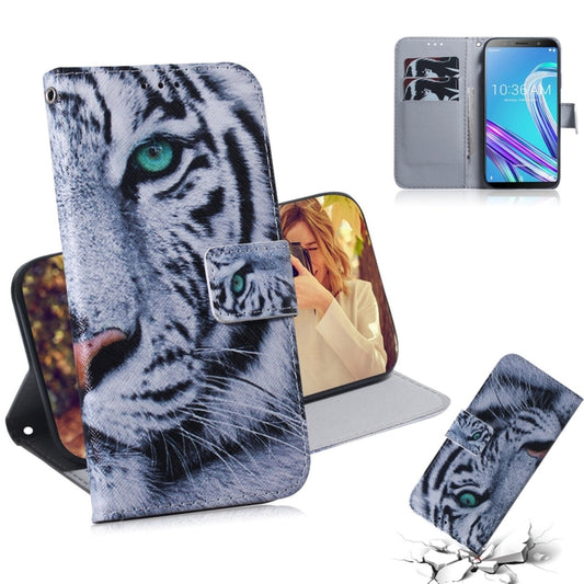 Tiger Pattern Coloured Drawing Horizontal Flip Leather Case for Asus Zenfone Max Pro (M1) ZB601KL, with Holder & Card Slots & Wallet - ASUS Cases by buy2fix | Online Shopping UK | buy2fix
