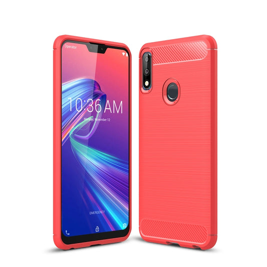 Brushed Texture Carbon Fiber Shockproof TPU Case for ASUS Zenfone Max Pro(M2) (Red) - ASUS Cases by buy2fix | Online Shopping UK | buy2fix