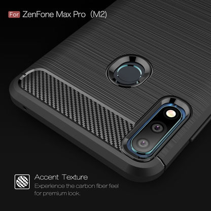 Brushed Texture Carbon Fiber Shockproof TPU Case for ASUS Zenfone Max Pro(M2) (Red) - ASUS Cases by buy2fix | Online Shopping UK | buy2fix
