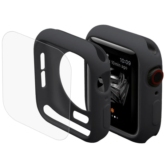 ENKAY Hat-Prince 2 in 1 TPU Semi-clad Protective Shell + 3D Full Screen PET Curved Heat Bending HD Screen Protector For Apple Watch Series 6 / 5 / 4 / Watch SE 44mm(Black)