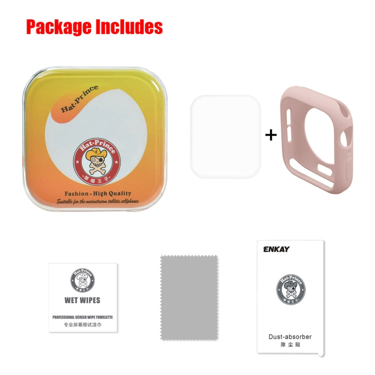 ENKAY Hat-Prince 2 in 1 TPU Semi-clad Protective Shell + 3D Full Screen PET Curved Heat Bending HD Screen Protector For Apple Watch Series 6 / 5 / 4 / Watch SE 44mm(Pink) by ENKAY