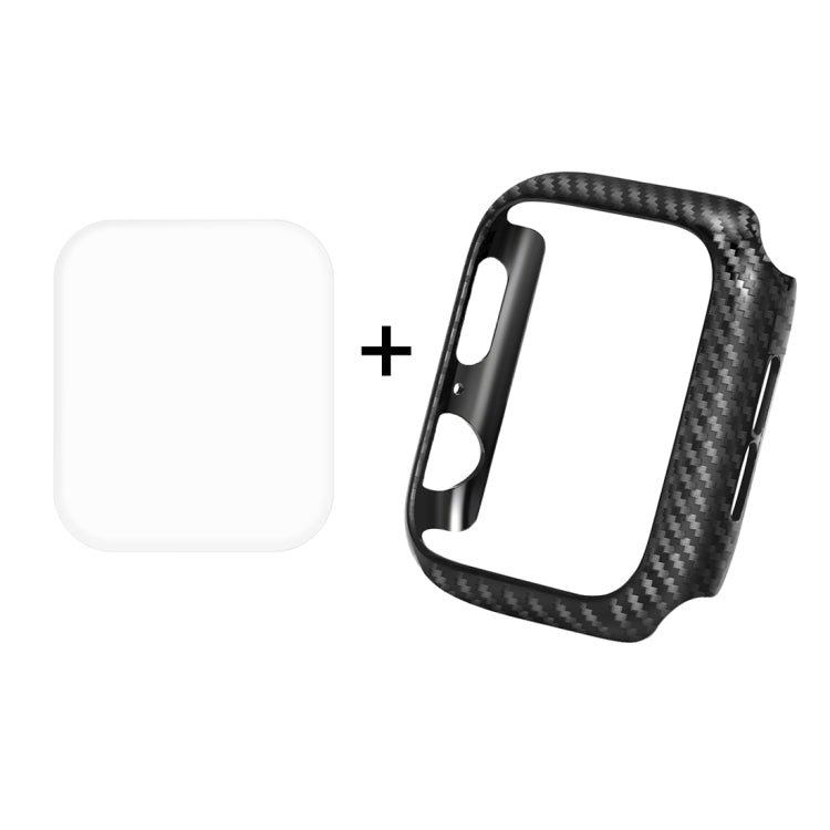 ENKAY Hat-Prince 2 in 1 Carbon Fiber Texture TPU Semi-clad Protective Shell + 3D Full Screen PET Curved Heat Bending HD Screen Protector for Apple Watch Series 5 & 4 44mm - Watch Cases by ENKAY | Online Shopping UK | buy2fix