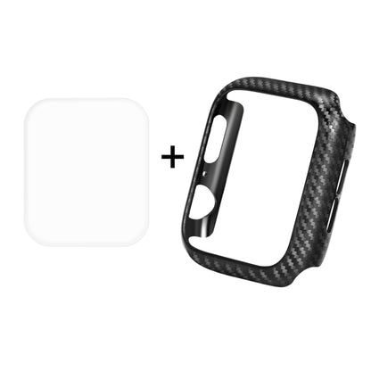ENKAY Hat-Prince 2 in 1 Carbon Fiber Texture TPU Semi-clad Protective Shell + 3D Full Screen PET Curved Heat Bending HD Screen Protector for Apple Watch Series 5 & 4 44mm - Watch Cases by ENKAY | Online Shopping UK | buy2fix