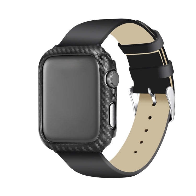 ENKAY Hat-Prince 2 in 1 Carbon Fiber Texture TPU Semi-clad Protective Shell + 3D Full Screen PET Curved Heat Bending HD Screen Protector for Apple Watch Series 5 & 4 44mm - Watch Cases by ENKAY | Online Shopping UK | buy2fix