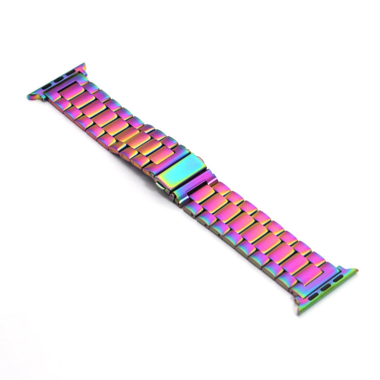 For Apple Watch Series 10 42mm / 9&8&7 41mm / SE 3&SE 2&6&SE&5&4 40mm / 3&2&1 38mm Fold Buckle 3 Beads Stainless Steel Watch Band (Colour) by buy2fix