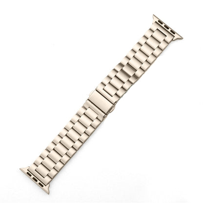 For Apple Watch Series 10 42mm / 9&8&7 41mm / SE 3&SE 2&6&SE&5&4 40mm / 3&2&1 38mm Fold Buckle 3 Beads Stainless Steel Watch Band (Starlight) by buy2fix