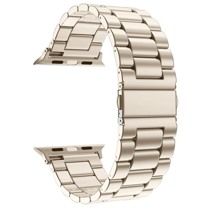 For Apple Watch Series 10 42mm / 9&8&7 41mm / SE 3&SE 2&6&SE&5&4 40mm / 3&2&1 38mm Fold Buckle 3 Beads Stainless Steel Watch Band (Starlight) by buy2fix