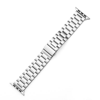 For Apple Watch Series 10 42mm / 9&8&7 41mm / SE 3&SE 2&6&SE&5&4 40mm / 3&2&1 38mm Fold Buckle 3 Beads Stainless Steel Watch Band(Silver) by buy2fix