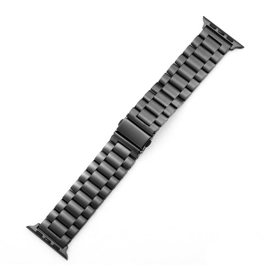 Fold Buckle 3 Beads Stainless Steel Watch Band For Apple Watch Ultra 49mm&Watch Ultra 2 49mm / Series 10 46mm / 9&8&7 45mm / SE 3&SE 2&6&SE&5&4 44mm / 3&2&1 42mm(Grey) - Watch Bands by buy2fix | Online Shopping UK | buy2fix