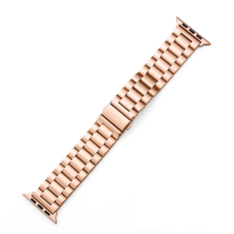 Fold Buckle 3 Beads Stainless Steel Watch Band For Apple Watch Ultra 49mm&Watch Ultra 2 49mm / Series 10 46mm / 9&8&7 45mm / SE 3&SE 2&6&SE&5&4 44mm / 3&2&1 42mm(Rose Gold) by buy2fix
