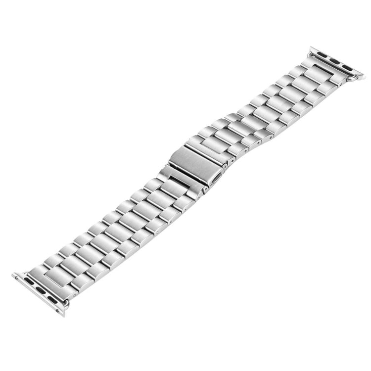 Fold Buckle 3 Beads Stainless Steel Watch Band For Apple Watch Ultra 49mm&Watch Ultra 2 49mm / Series 10 46mm / 9&8&7 45mm / SE 3&SE 2&6&SE&5&4 44mm / 3&2&1 42mm(Silver) - Watch Bands by buy2fix | Online Shopping UK | buy2fix
