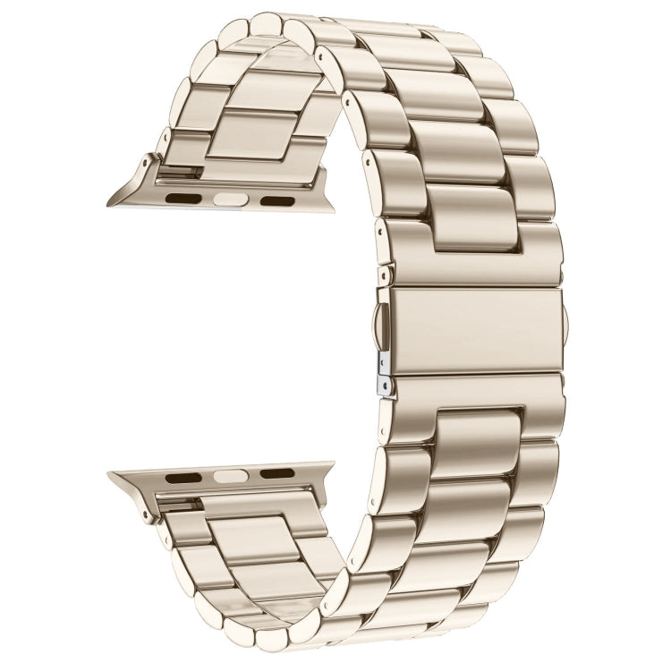 Fold Buckle 3 Beads Stainless Steel Watch Band For Apple Watch Ultra 49mm&Watch Ultra 2 49mm / Series 10 46mm / 9&8&7 45mm / SE 3&SE 2&6&SE&5&4 44mm / 3&2&1 42mm(Starlight) by buy2fix