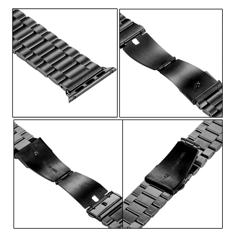 Fold Buckle 3 Beads Stainless Steel Watch Band For Apple Watch Ultra 49mm&Watch Ultra 2 49mm / Series 10 46mm / 9&8&7 45mm / SE 3&SE 2&6&SE&5&4 44mm / 3&2&1 42mm(Silver) - Watch Bands by buy2fix | Online Shopping UK | buy2fix