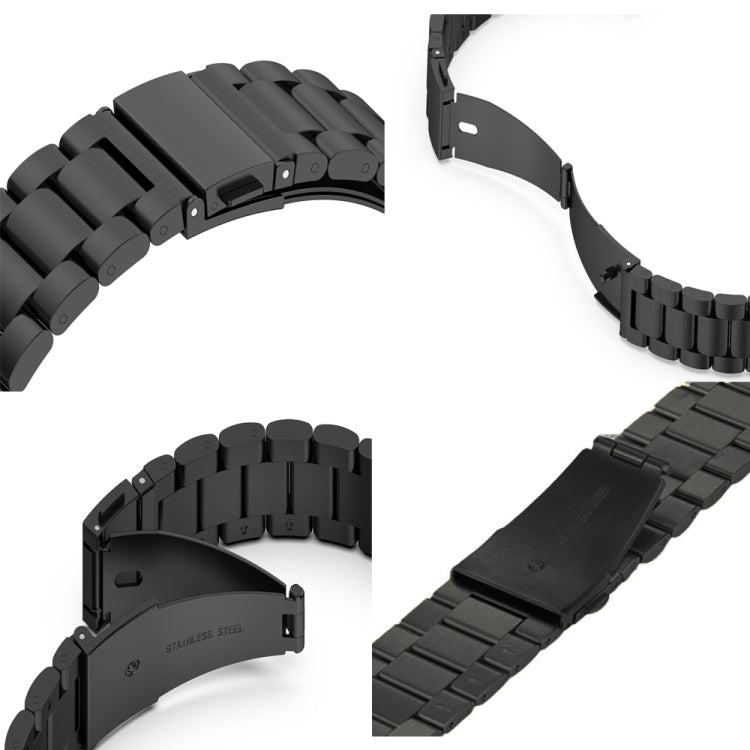 Fold Buckle 3 Beads Stainless Steel Watch Band For Apple Watch Ultra 49mm&Watch Ultra 2 49mm / Series 10 46mm / 9&8&7 45mm / SE 3&SE 2&6&SE&5&4 44mm / 3&2&1 42mm(Black Gold) by buy2fix
