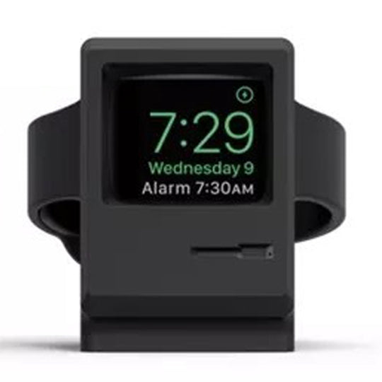 Retro Style Silica Gel Apple Watch Charging Dock Stand Holder Station(Black)