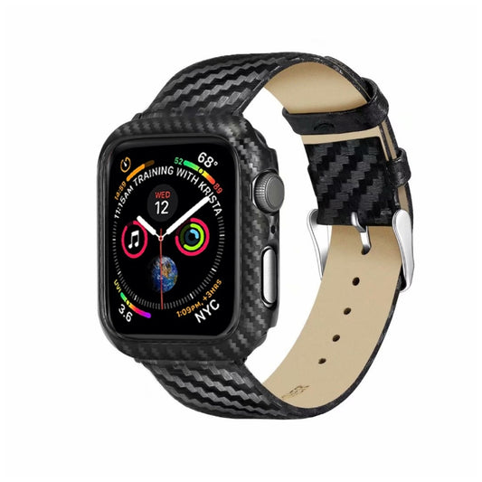 Genuine Leather Carbon Fiber Strap + Frame for Apple Watch Series 4 40mm by buy2fix
