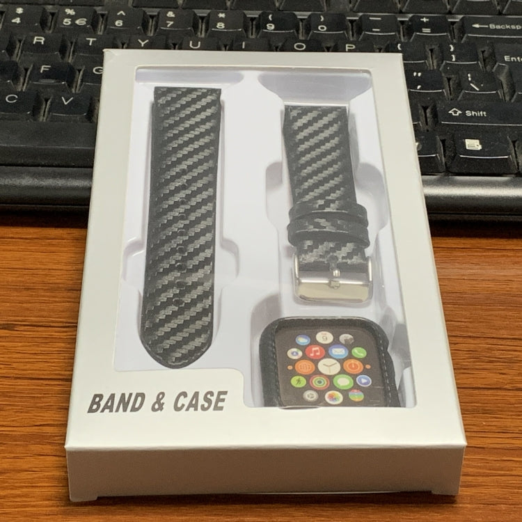 Genuine Leather Carbon Fiber Strap + Frame for Apple Watch Series 4 40mm by buy2fix