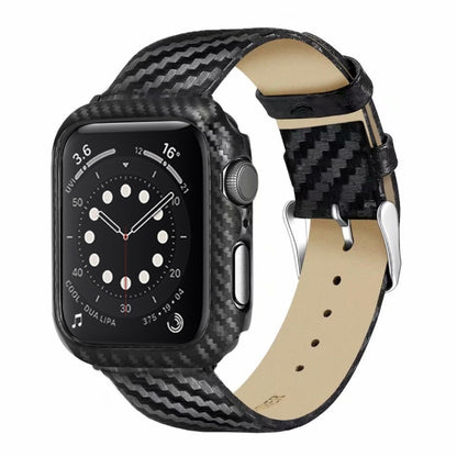 Genuine Leather Carbon Fiber Strap + Frame for Apple Watch Series 3 & 2 & 1 38mm by buy2fix