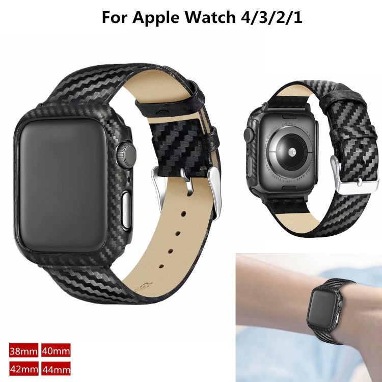 Genuine Leather Carbon Fiber Strap + Frame for Apple Watch Series 3 & 2 & 1 42mm by buy2fix