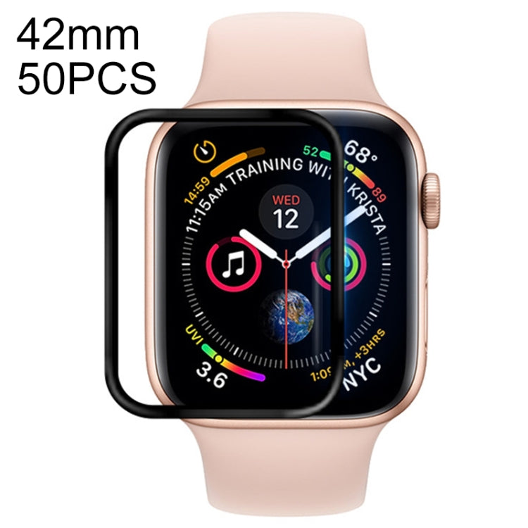50 PCS For Apple Watch Series 3 / 2 / 1 42mm Soft PET Film Full Cover Screen Protector(Black) by buy2fix