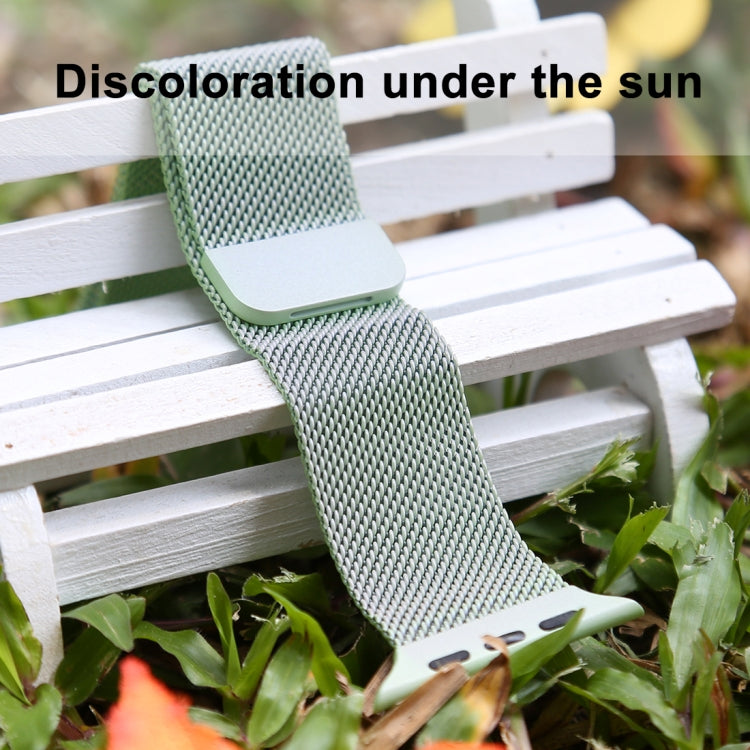 For Apple Watch Ultra 49mm&Watch Ultra 2 49mm / Series 10 46mm / 9&8&7 45mm / SE 3&SE 2&6&SE&5&4 44mm / 3&2&1 42mm Color-changing Magnetic Nylon Watch Band(Dark Green) by buy2fix