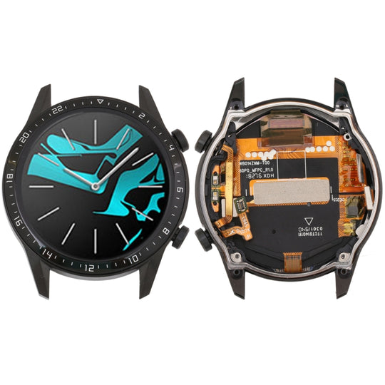 LCD-Bildschirm und Digitizer-Vollmontage mit Rahmen für Huawei Watch GT 2 46 mm (Schwarz)