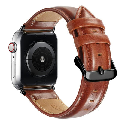 Black Buckle Leather Watch Band For Apple Watch Series 10 42mm / 9&8&7 41mm / SE 3&SE 2&6&SE&5&4 40mm / 3&2&1 38mm(Brown) by buy2fix