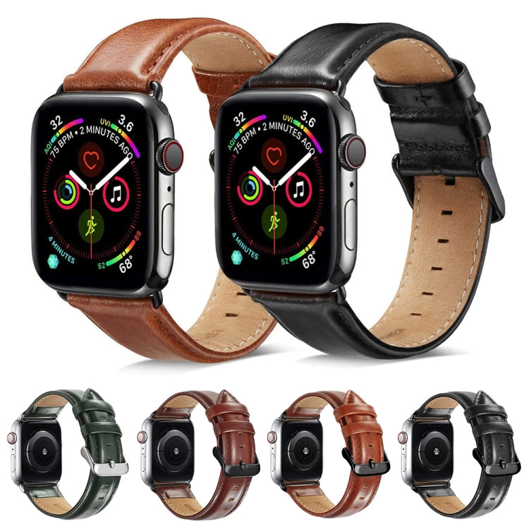 Black Buckle Leather Watch Band For Apple Watch Series 10 42mm / 9&8&7 41mm / SE 3&SE 2&6&SE&5&4 40mm / 3&2&1 38mm(Brown) by buy2fix