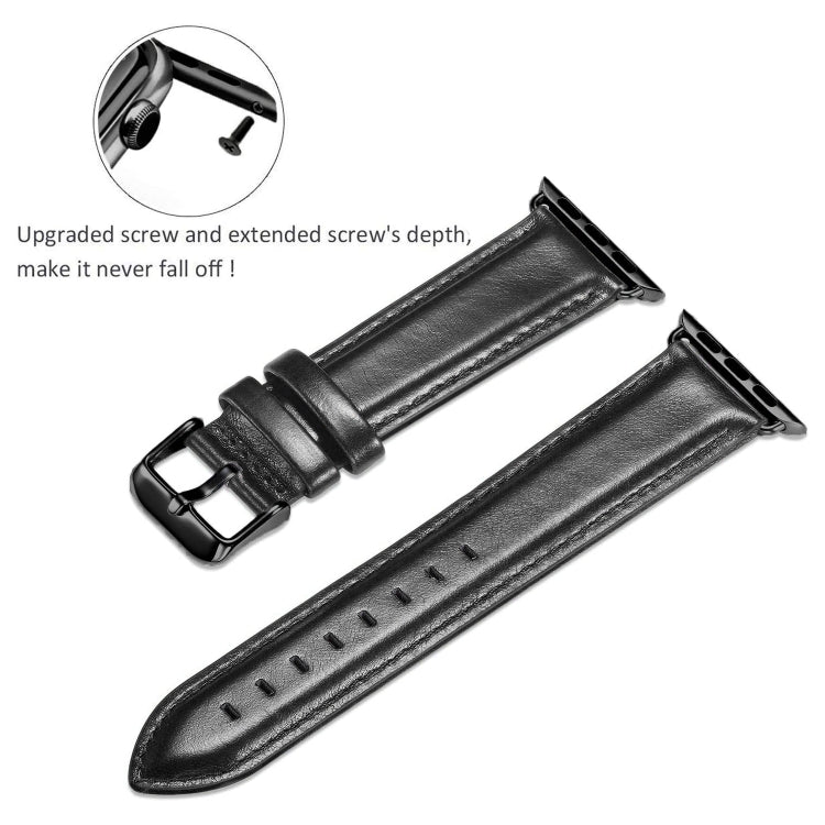 Black Buckle Leather Watch Band For Apple Watch Ultra 49mm&Watch Ultra 2 49mm / Series 10 46mm / 9&8&7 45mm / SE 3&SE 2&6&SE&5&4 44mm / 3&2&1 42mm(Black) by buy2fix