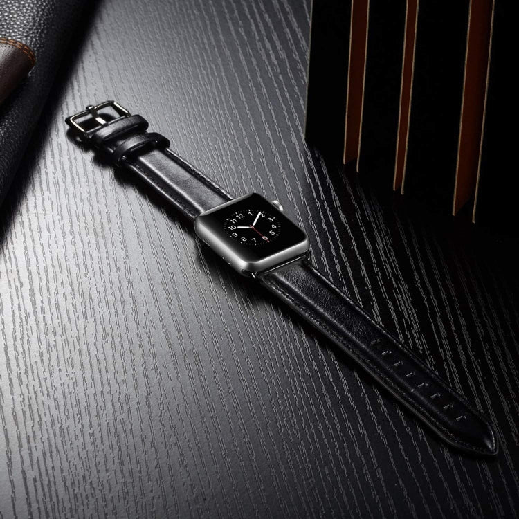 Black Buckle Leather Watch Band For Apple Watch Ultra 49mm&Watch Ultra 2 49mm / Series 10 46mm / 9&8&7 45mm / SE 3&SE 2&6&SE&5&4 44mm / 3&2&1 42mm(Black) by buy2fix