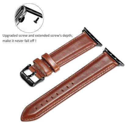 Black Buckle Leather Watch Band For Apple Watch Ultra 49mm&Watch Ultra 2 49mm / Series 10 46mm / 9&8&7 45mm / SE 3&SE 2&6&SE&5&4 44mm / 3&2&1 42mm(Brown) by buy2fix