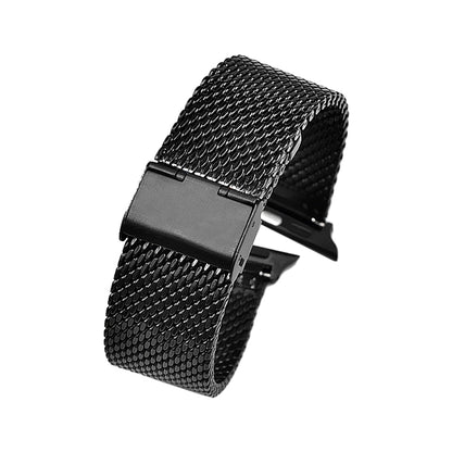 304 Stainless Steel Milanese Watch Band with Connector For Apple Watch Series 10 42mm / 9&8&7 41mm / SE 3&SE 2&6&SE&5&4 40mm / 3&2&1 38mm(Black) - Watch Bands by buy2fix | Online Shopping UK | buy2fix