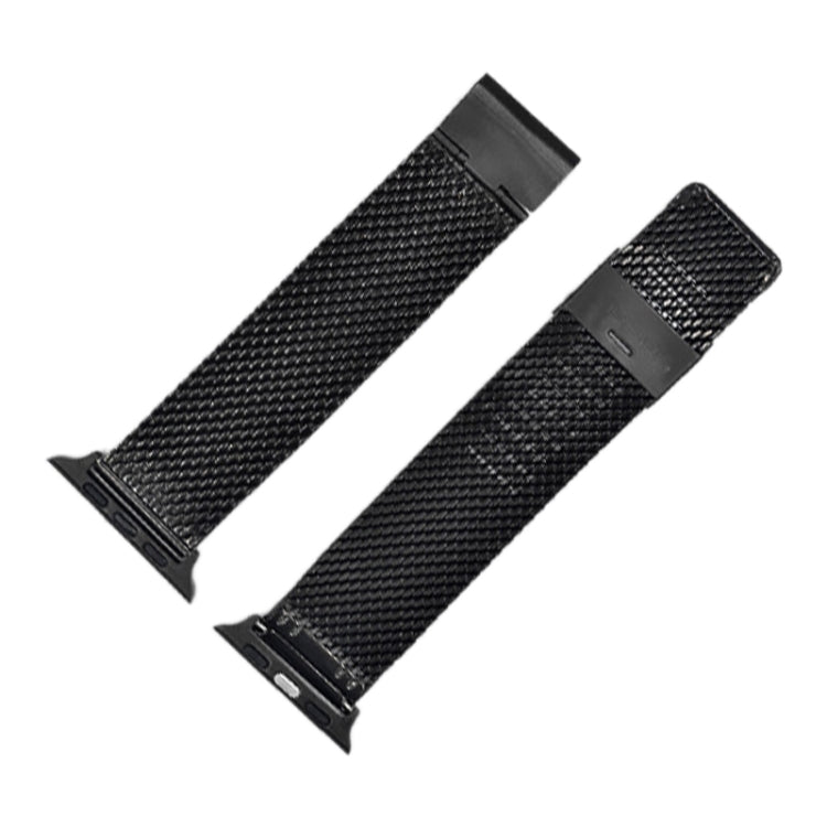 304 Stainless Steel Milanese Watch Band with Connector For Apple Watch Series 10 42mm / 9&8&7 41mm / SE 3&SE 2&6&SE&5&4 40mm / 3&2&1 38mm(Black) - Watch Bands by buy2fix | Online Shopping UK | buy2fix