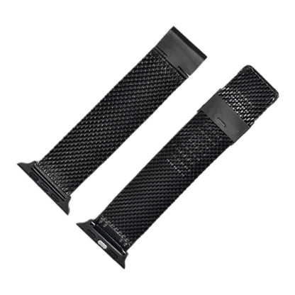 304 Stainless Steel Milanese Watch Band with Connector For Apple Watch Series 10 42mm / 9&8&7 41mm / SE 3&SE 2&6&SE&5&4 40mm / 3&2&1 38mm(Black) - Watch Bands by buy2fix | Online Shopping UK | buy2fix