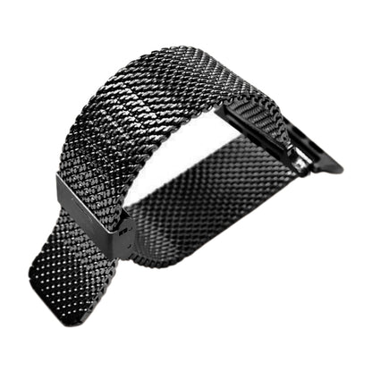 304 Stainless Steel Milanese Watch Band with Connector For Apple Watch Series 10 42mm / 9&8&7 41mm / SE 3&SE 2&6&SE&5&4 40mm / 3&2&1 38mm(Black) - Watch Bands by buy2fix | Online Shopping UK | buy2fix