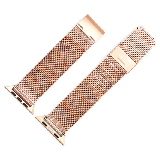 304 Stainless Steel Milanese Watch Band with Connector For Apple Watch Series 10 42mm / 9&8&7 41mm / SE 3&SE 2&6&SE&5&4 40mm / 3&2&1 38mm(Rose Gold) - Watch Bands by buy2fix | Online Shopping UK | buy2fix