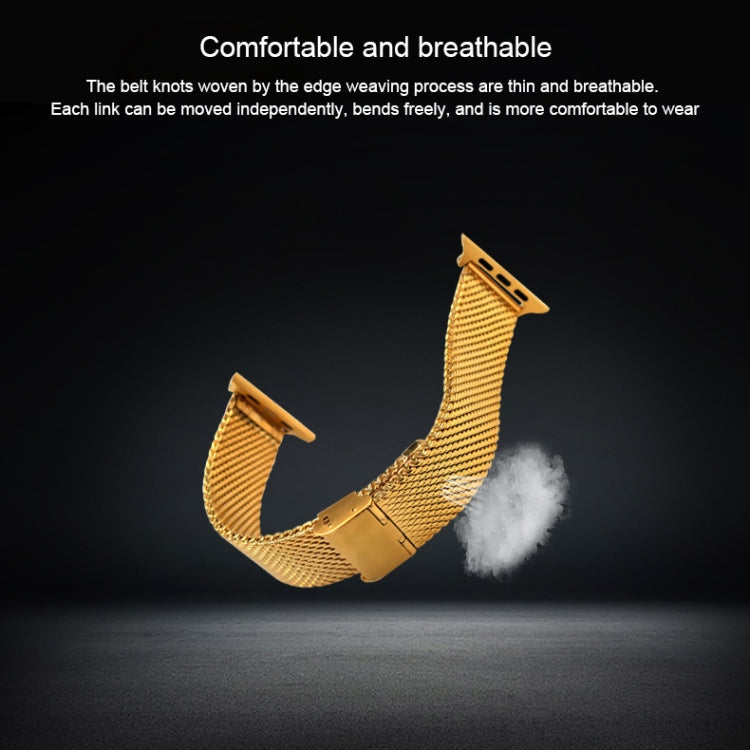 304 Stainless Steel Milanese Watch Band with Connector For Apple Watch Series 10 42mm / 9&8&7 41mm / SE 3&SE 2&6&SE&5&4 40mm / 3&2&1 38mm(Gold) - Watch Bands by buy2fix | Online Shopping UK | buy2fix